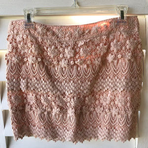 Soft Pink Crochet Mini Skirt